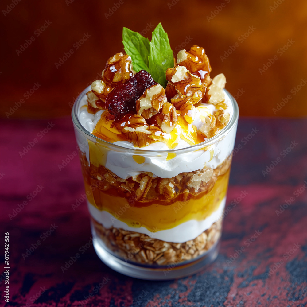 Creamy Greek Yogurt Parfait with Honey Drizzle and Mixed Nuts Creamy Greek Yogurt Parfait with Honey Drizzle and Mixed Nuts