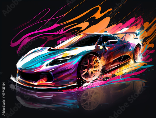 sport car with painting stayle