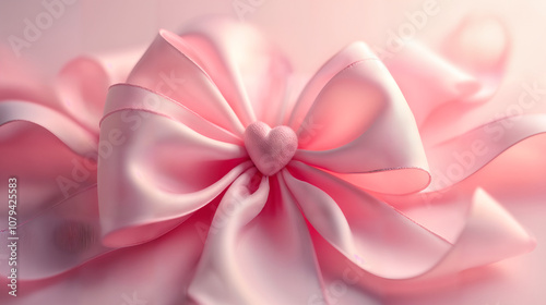 Enchanting Pink Bow with Heart-Inspired Design - Ideal for Decorative Gifts