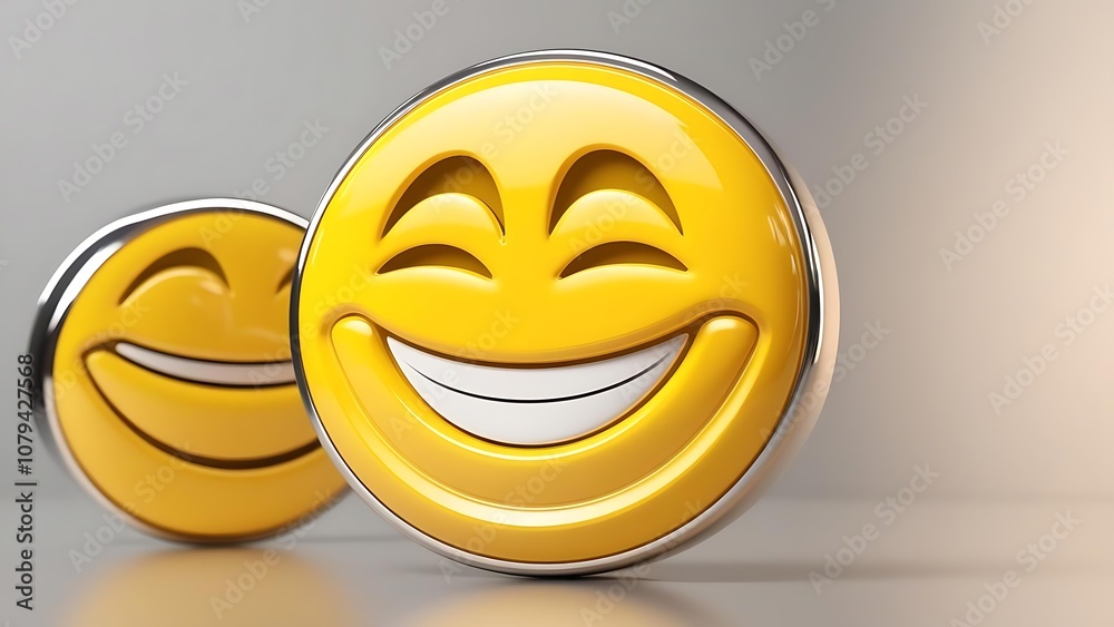 Fototapeta premium Smiling yellow emoji 3d style
