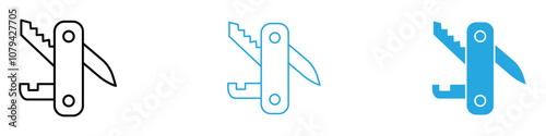 Swiss Knife Icon Set Vector illustration in black