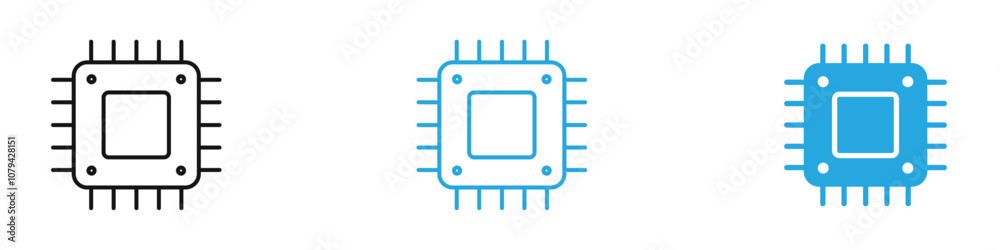 CPU Icon Set Vector illustration in black