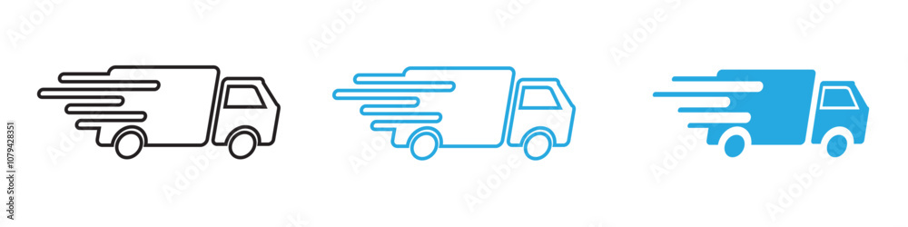 Fast Delivery Icon Set Vector illustration in black Fast Delivery Icon Set Vector illustration in black