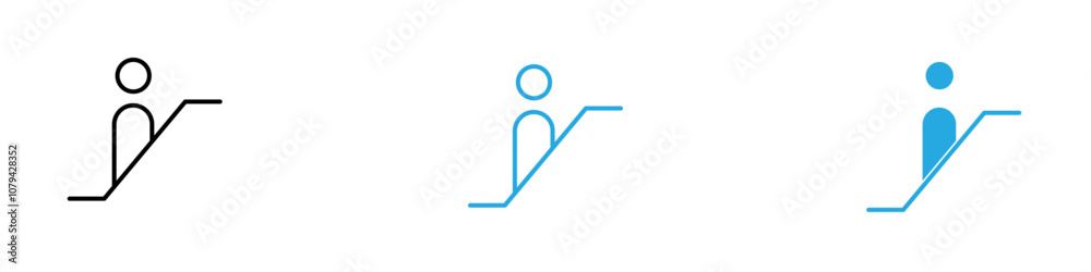 Escalator Icon Set Vector illustration in black Escalator Icon Set Vector illustration in black