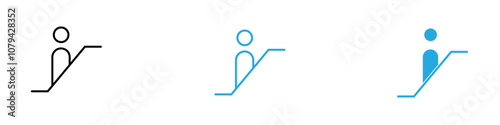 Escalator Icon Set Vector illustration in black