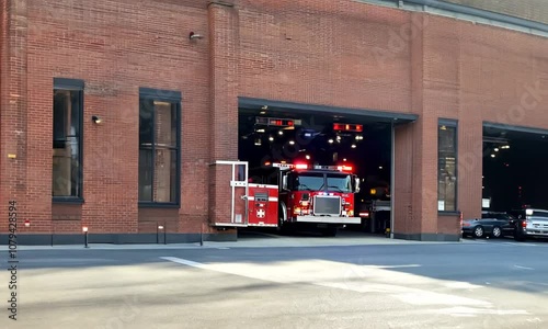 fire truck in front of a building
