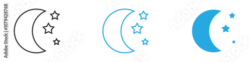 Moon Icon Set Vector illustration in black