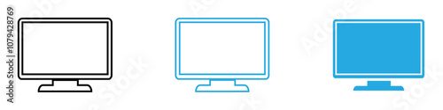 Monitor Icon Set Vector illustration in black