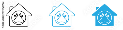 Pet House Icon Set Vector illustration in black