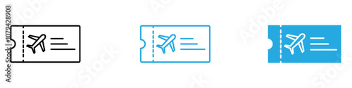 Plane Ticket Icon Set Vector illustration in black