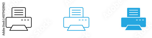 Print Button Icon Set Vector illustration in black