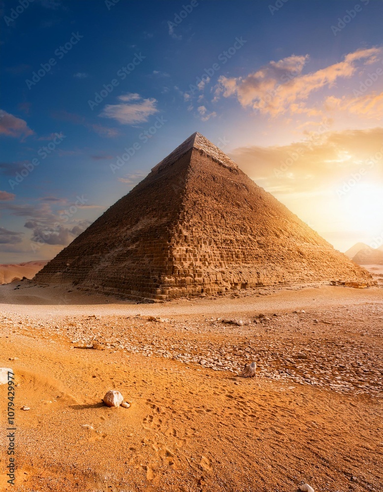 The Majestic Pyramids of Giza, Egypt, Standing Tall Against the Desert Landscape, Offering a Glimpse Into Ancient Egyptian Civilization and Architectural Mastery The Majestic Pyramids of Giza, Egypt, Standing Tall Against the Desert Landscape, Offering a Glimpse Into Ancient Egyptian Civilization and Architectural Mastery