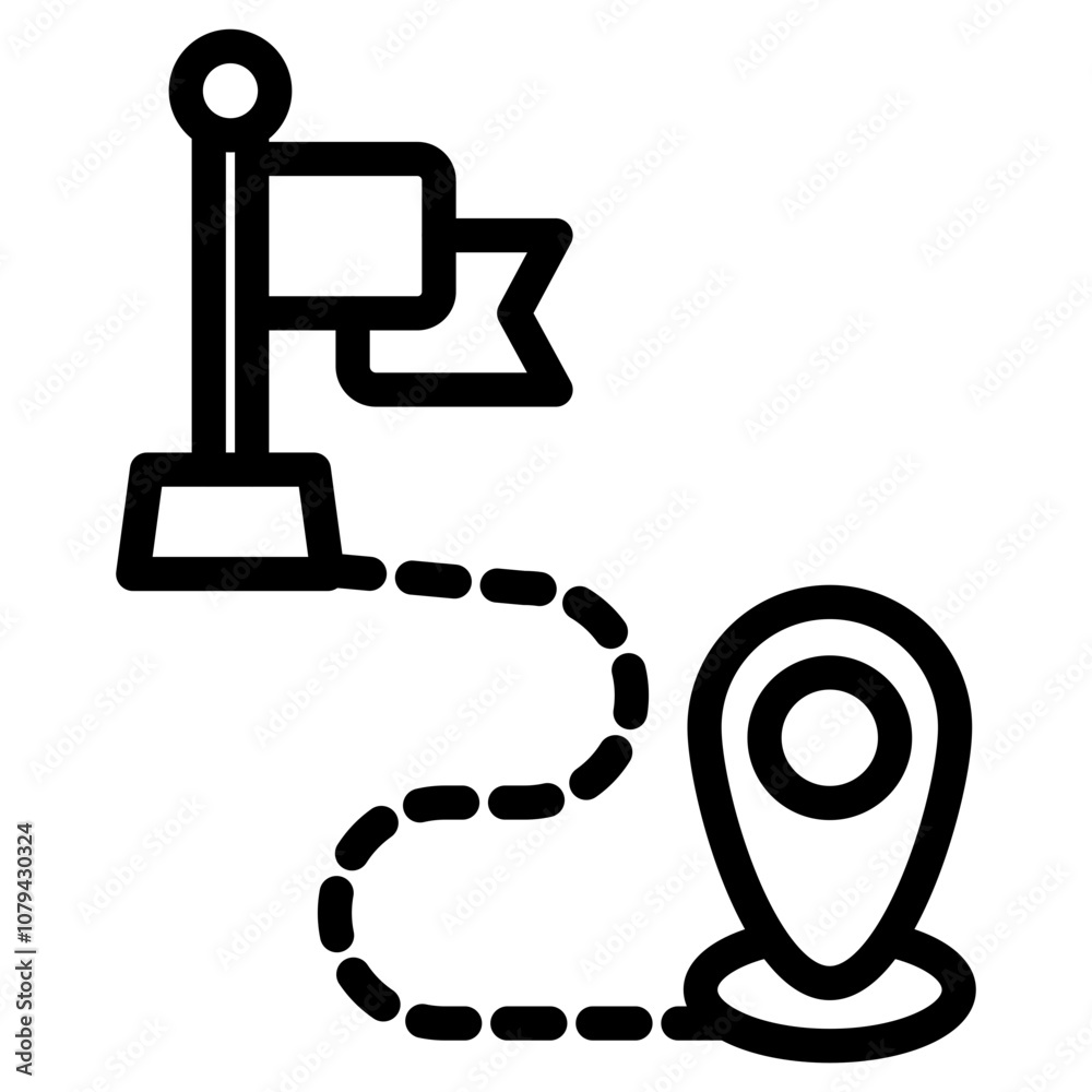 Minimalist Line Art Finish Line and Marker Icon Minimalist Line Art Finish Line and Marker Icon
