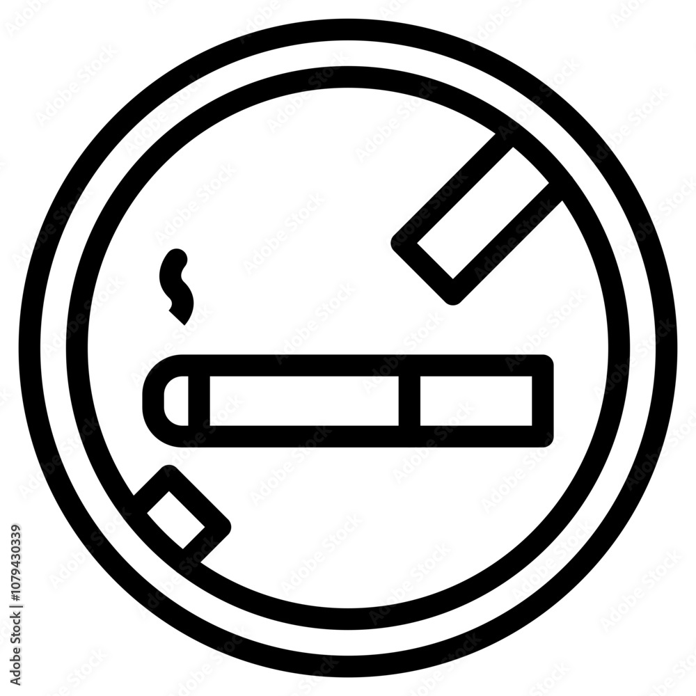 Minimalist Line Art No Smoking Sign Icon Minimalist Line Art No Smoking Sign Icon