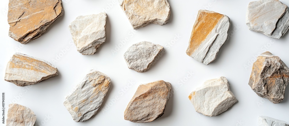 Samples of decorative artificial stone on a white background ideal for interior design projects Samples of decorative artificial stone on a white background ideal for interior design projects