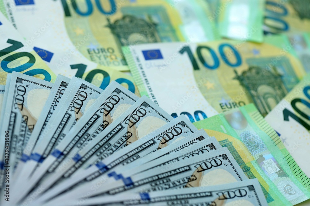 Big pile of Euro and USD banknotes. Many european and united states dollars Big pile of Euro and USD banknotes. Many european and united states dollars