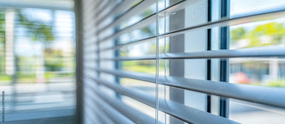 Obraz premium Sleek modern blinds elegantly hanging on a large window home interior design