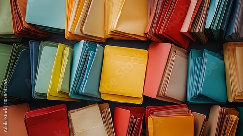 A collection office folders organized neatly, emphasizing workplace organization.