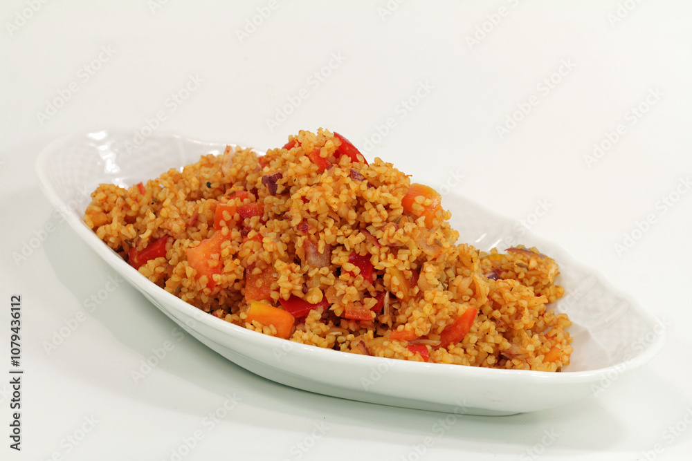 Homemade fresh bulgur salad. tasty and healthy 