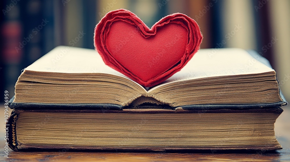 Red Heart Book Open Pages, love ,library Red Heart Book Open Pages, love ,library