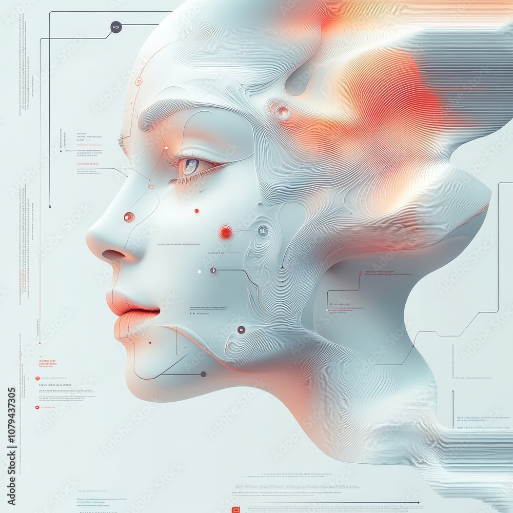 futuristic robot face, cyber human technical passport, instruction manual and ID card document of the robot with artificial intelligence, scientific background futuristic robot face, cyber human technical passport, instruction manual and ID card document of the robot with artificial intelligence, scientific background
