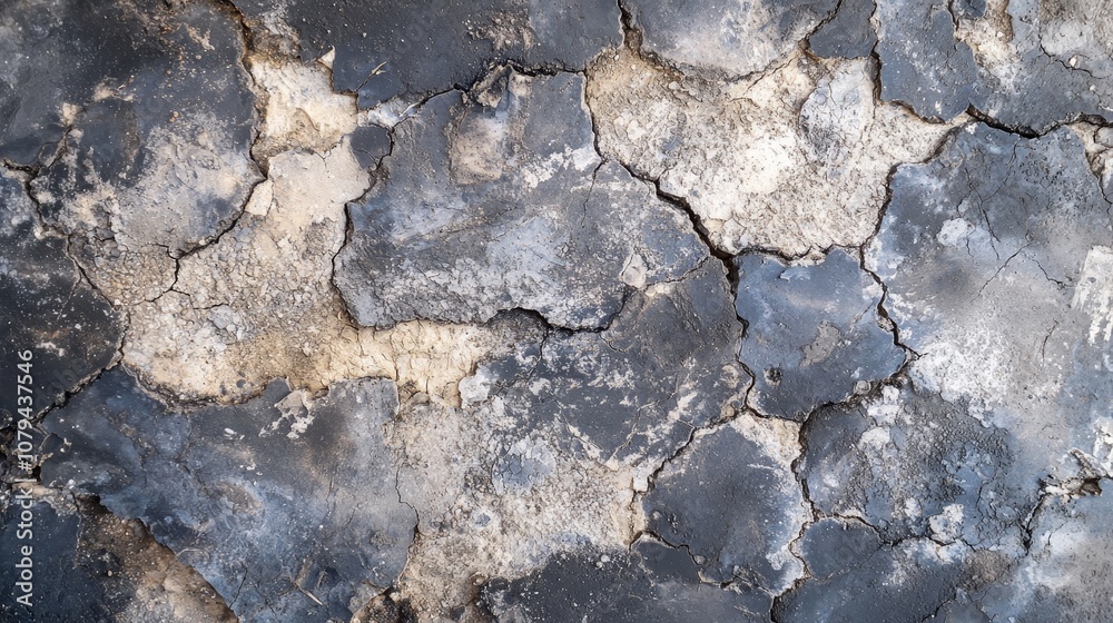 Fototapeta premium Cracked Surface with Blue and White Abstract Texture, Abstract ,Texture