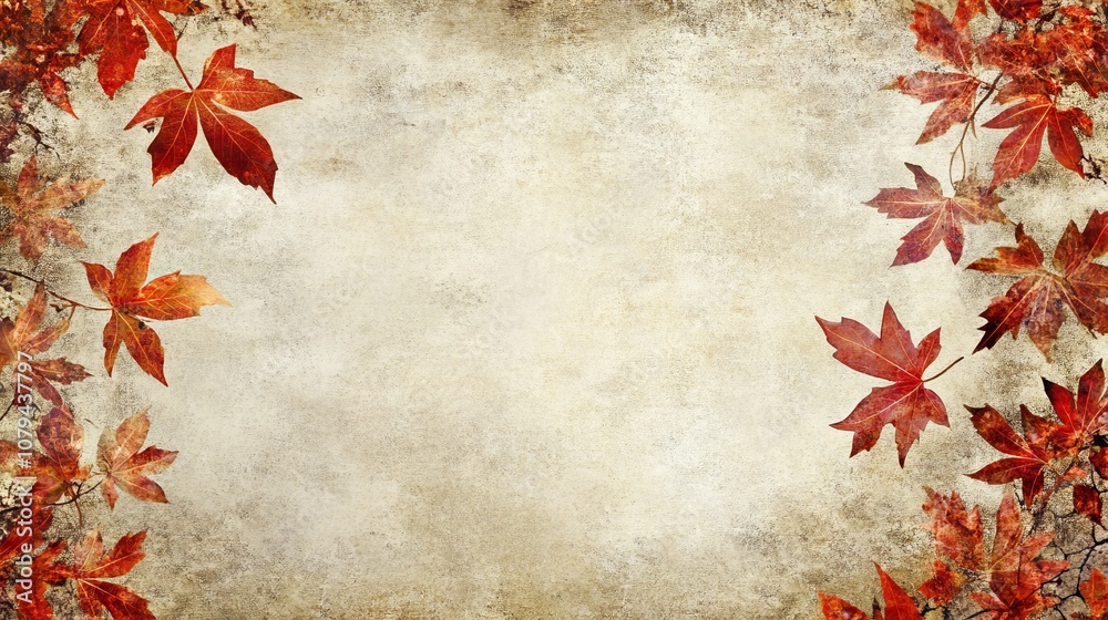 Autumn Leaves on Grunge Background, Fall Foliage, Autumn Decor Autumn Leaves on Grunge Background, Fall Foliage, Autumn Decor