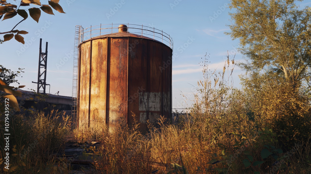 Rusted Storage Tank in Overgrown Forest, Symbolizing Decay and Nature’s Reclamation Rusted Storage Tank in Overgrown Forest, Symbolizing Decay and Nature’s Reclamation
