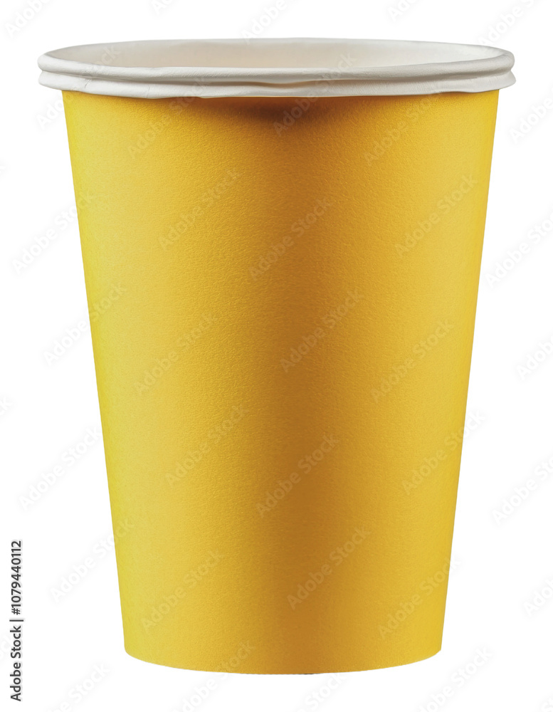 PNG Bright yellow paper cup on white background PNG Bright yellow paper cup on white background