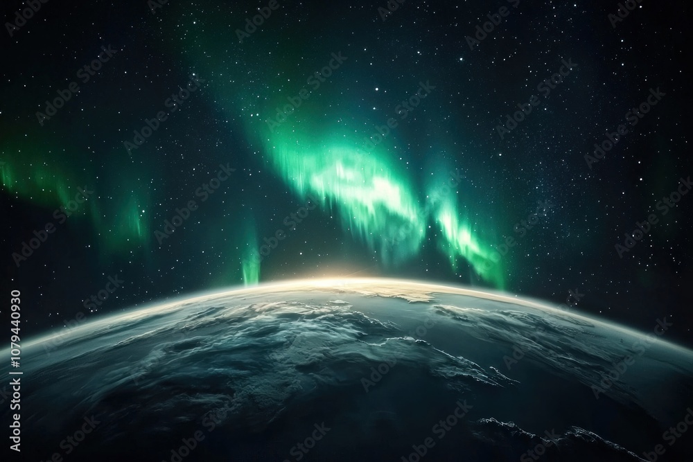 Fototapeta premium Spectacular aurora borealis earth’s atmosphere nature cosmic environment aerial view celestial beauty