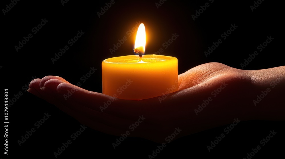 A single candle flame in a hand. Perfect for representing hope, faith, or remembrance. A single candle flame in a hand. Perfect for representing hope, faith, or remembrance.