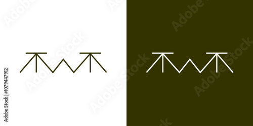 Mountain geometric logo thin line outline minimal vector design isolated