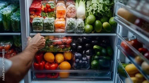 Wallpaper Mural A well-organized refrigerator filled with fresh vegetables and fruits for healthy eating. Torontodigital.ca