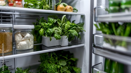 Wallpaper Mural A well-organized refrigerator filled with fresh greens and vegetables. Torontodigital.ca