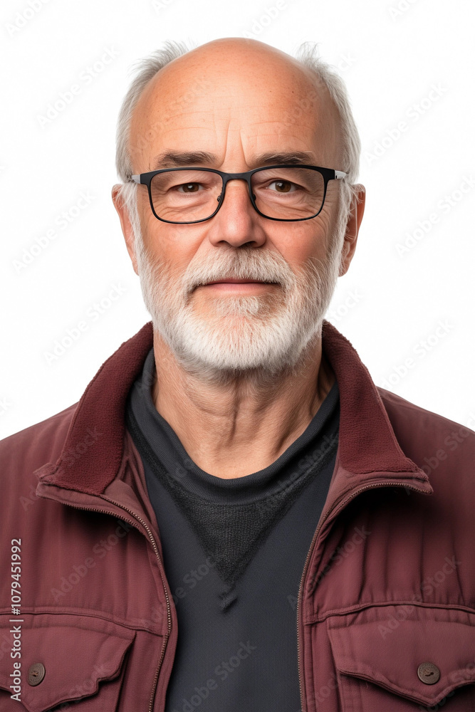 Passfoto für Senioren Ausweis - Alter Mann mit Bart und Brille und grauen Haaren Passfoto für Senioren Ausweis - Alter Mann mit Bart und Brille und grauen Haaren
