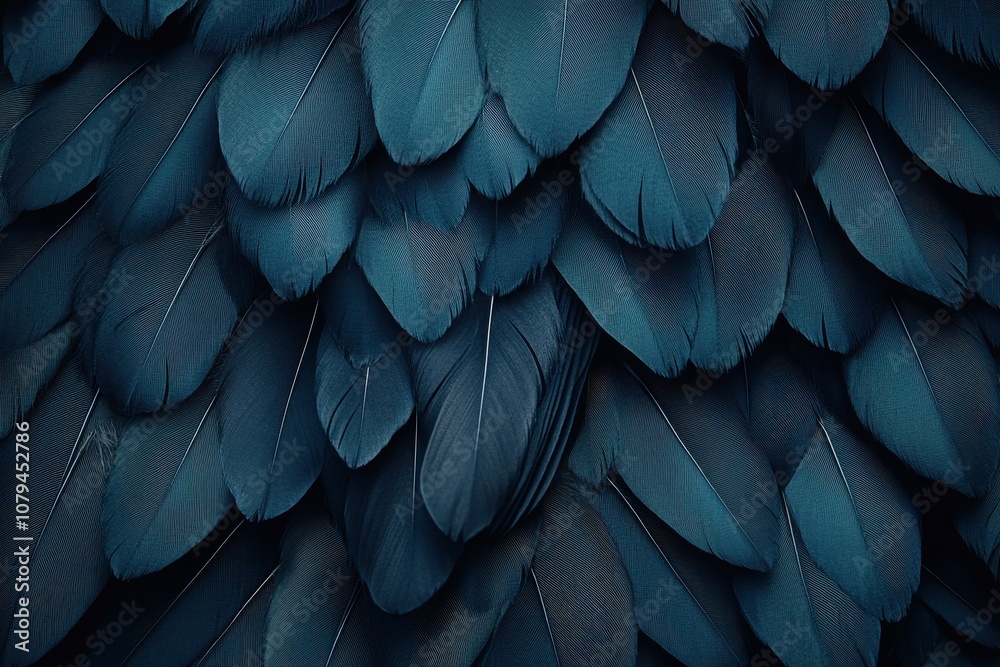Close-up shot of blue feathers. Perfect for backgrounds and designs that evoke a sense of calmness and elegance. Close-up shot of blue feathers. Perfect for backgrounds and designs that evoke a sense of calmness and elegance.