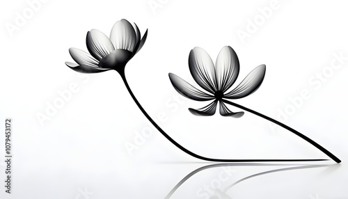sleek black silhouette of curved flowers for website headers and social media graphics