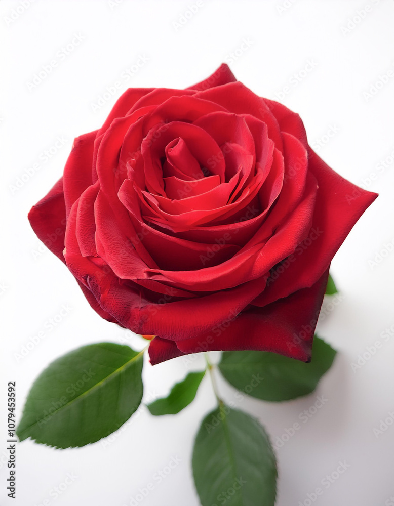 Fototapeta premium Fresh Red Rose flower isolated white