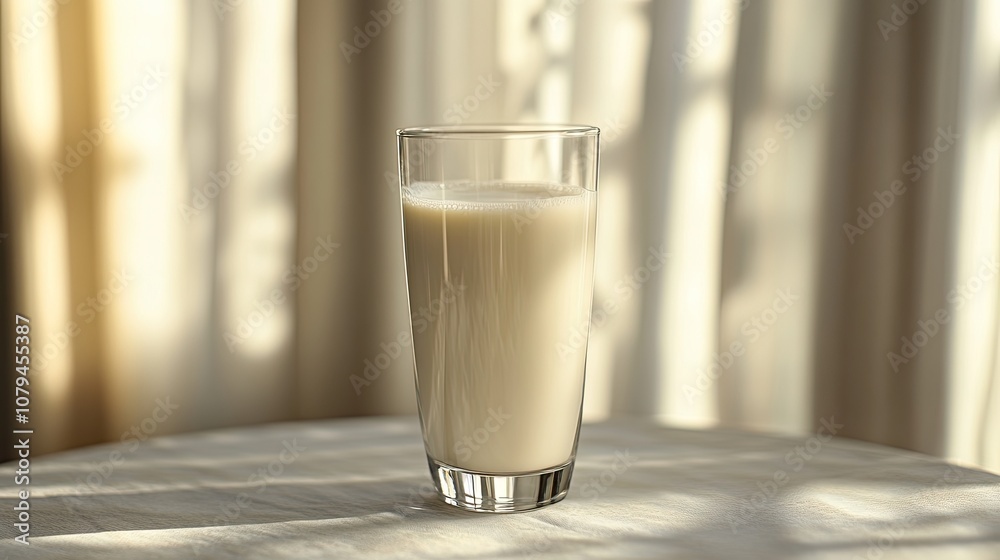 Glass of Milk on a Table Glass of Milk on a Table