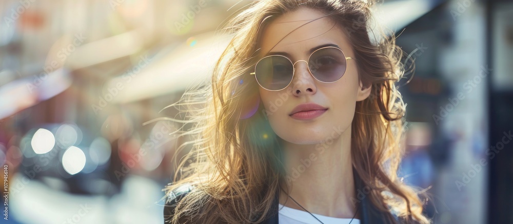Stylish Woman with Sunglasses in the City Stylish Woman with Sunglasses in the City