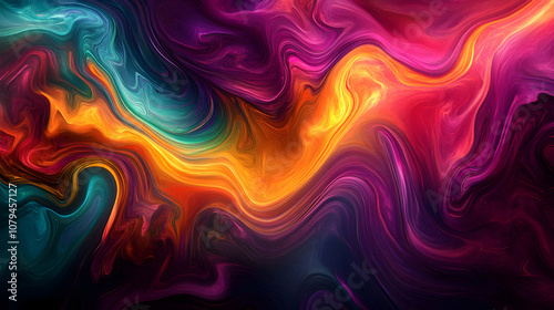 Abstract Swirling Liquid Digital Painting, Vibrant Hues Blend Seamlessly, Creating a Dynamic and Evocative Artwork