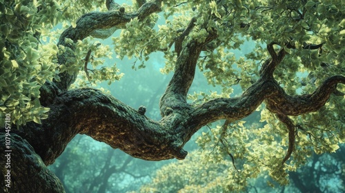 Wallpaper Mural Tree with lush green branches Surreal effect Torontodigital.ca