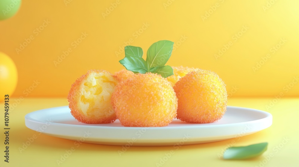 Crispy cheese croquettes beautifully plated for a food photography shot Crispy cheese croquettes beautifully plated for a food photography shot