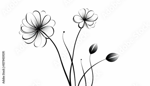 delicate black flower pattern for interior decor and unique wall murals