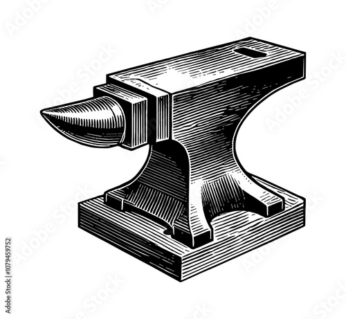 anvil engraving black and white outline