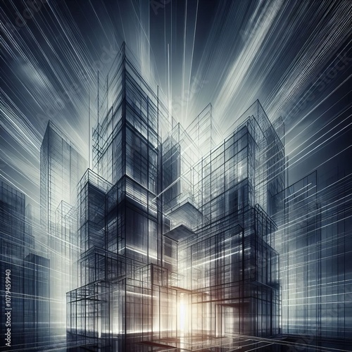 Architectural exposure, dramatic lights.Modern buildings, speed of light and new roads