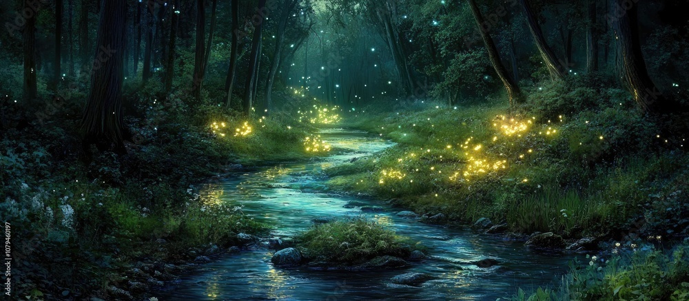 Enchanting Luminescent Stream in the Wilderness Enchanting Luminescent Stream in the Wilderness