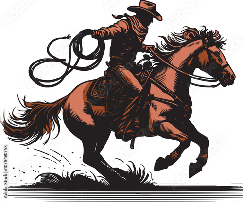 Bucking horse with the cowboy