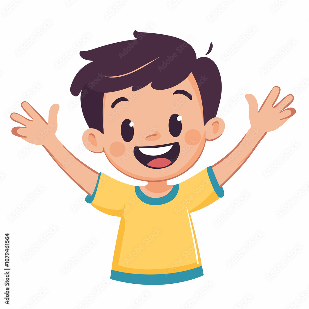 Happy Little Boy Icon - Vector Illustration on White Background Happy Little Boy Icon - Vector Illustration on White Background
