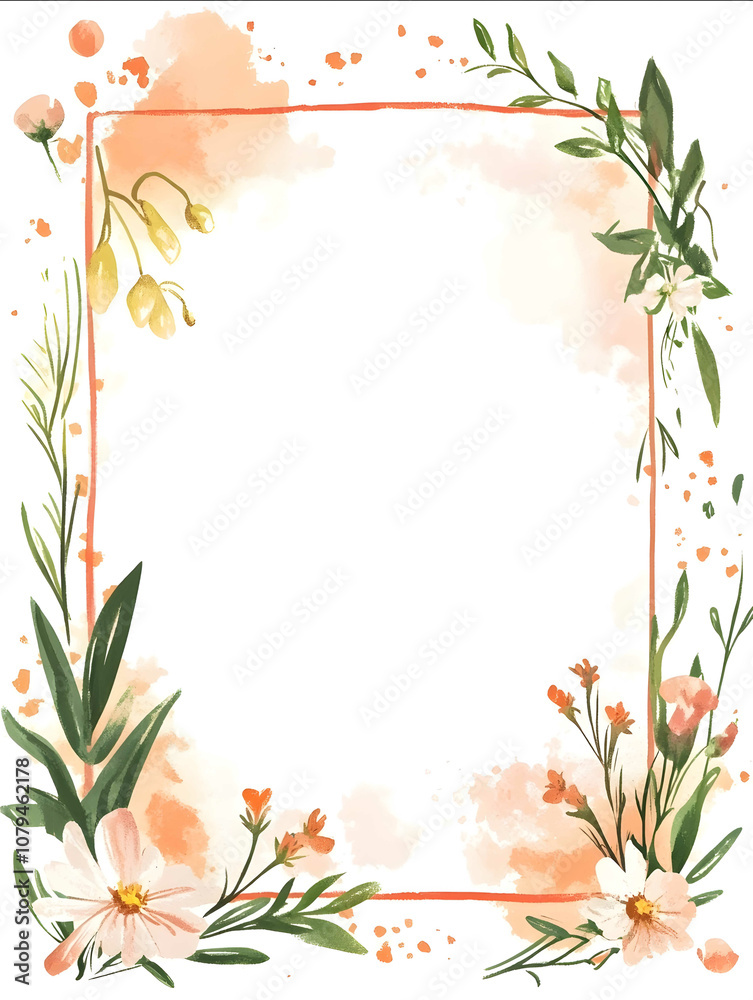 whiteboard surrounded by small flowers flat style warm colors watercolor style whiteboard surrounded by small flowers flat style warm colors watercolor style